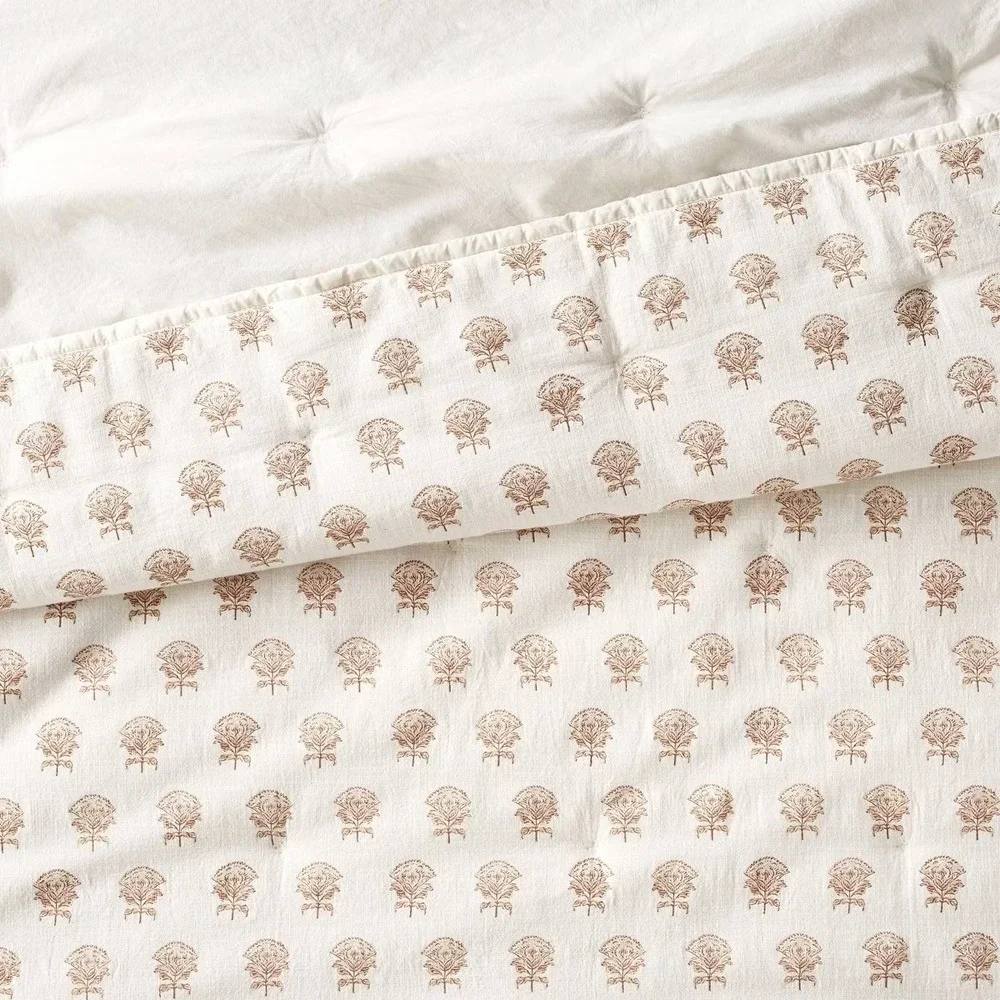 Full/Queen 3pc Lofty Slub Woodblock Floral Quilt Set - Threshold Studio McGee